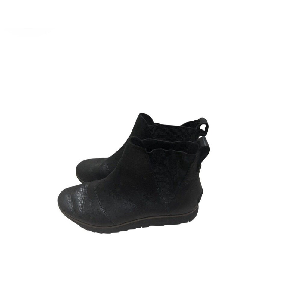 Sorel Harlow Chelsea Womens 7.5 Black Leather Waterproof Ankle Booties Wedge